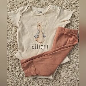 Custom elliott bunny onesie with matching pants 3m